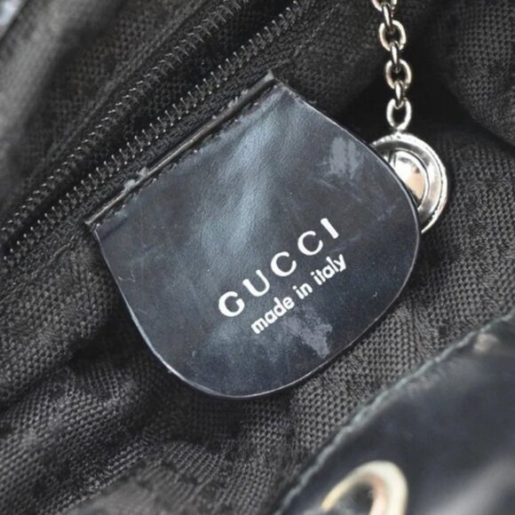 GUCCI Logo Bamboo 2Way Shoulder Hand Bag Canvas Leather Black SHW 01EG221 - Picture 14 of 16